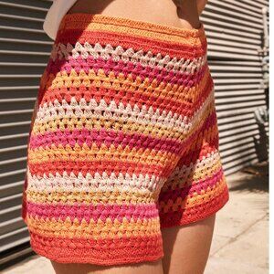 Nasty Gal Crochet Sunset Stripe Shorts – Retro 70s Cali Vibes